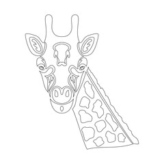 Hand-drawn abstract portrait of a giraffe for tattoo, logo, wall decor, T-shirt print design or outwear. Vector stylized illustration on white background.