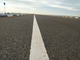 White line of the road
