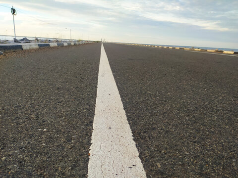 White line of the road