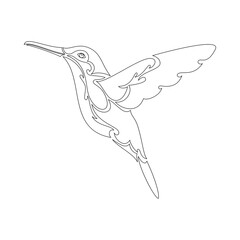 Hand-drawn abstract portrait of a hummingbird for tattoo, logo, wall decor, T-shirt print design or outwear. Vector stylized illustration on white background.