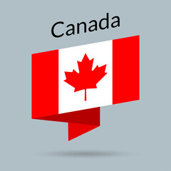 Fototapeta na wymiar Canada flag icon with maple leaf. Canadian national emblem in origami style. Vector illustration.