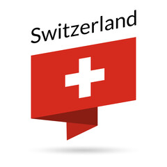Switzerland flag icon. Swiss national emblem in origami style. Vector illustration.