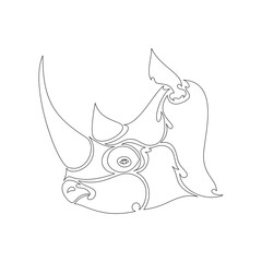 Hand-drawn abstract portrait of a rhinoceros for tattoo, logo, wall decor, T-shirt print design or outwear. Vector stylized illustration on white background.