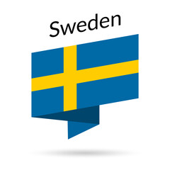 Sweden flag icon. Swedish national emblem in origami style. Vector illustration.