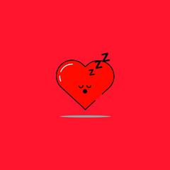 red heart with sleep face