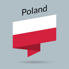 Poland flag icon. Polish national emblem in origami style. Vector illustration.