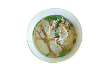 Top view of Thai Noodle soup