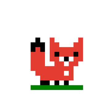 fox pixel image. Vector illustration of cross stitch and t-shirt pattern.
