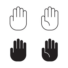 Hand gesture line icon set in modern geometric style. Isolated vector illustration of human hand