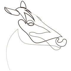 One line horse design silhouette. Hand drawn minimalism style vector illustration.