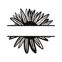 Hand drawn sunflower illustration for tattoo, pattern, poster