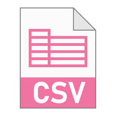 Modern flat design of CSV file icon for web