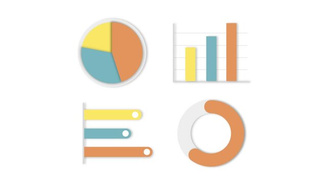 グラフのインフォグラフィックス動画のセット　アニメーション　シンプル　データ　情報　図　デザイン