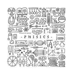 Physics icons, sign and symbols. Art Background for your design