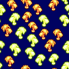 Tropical pattern of neon colored palm trees for fabrics