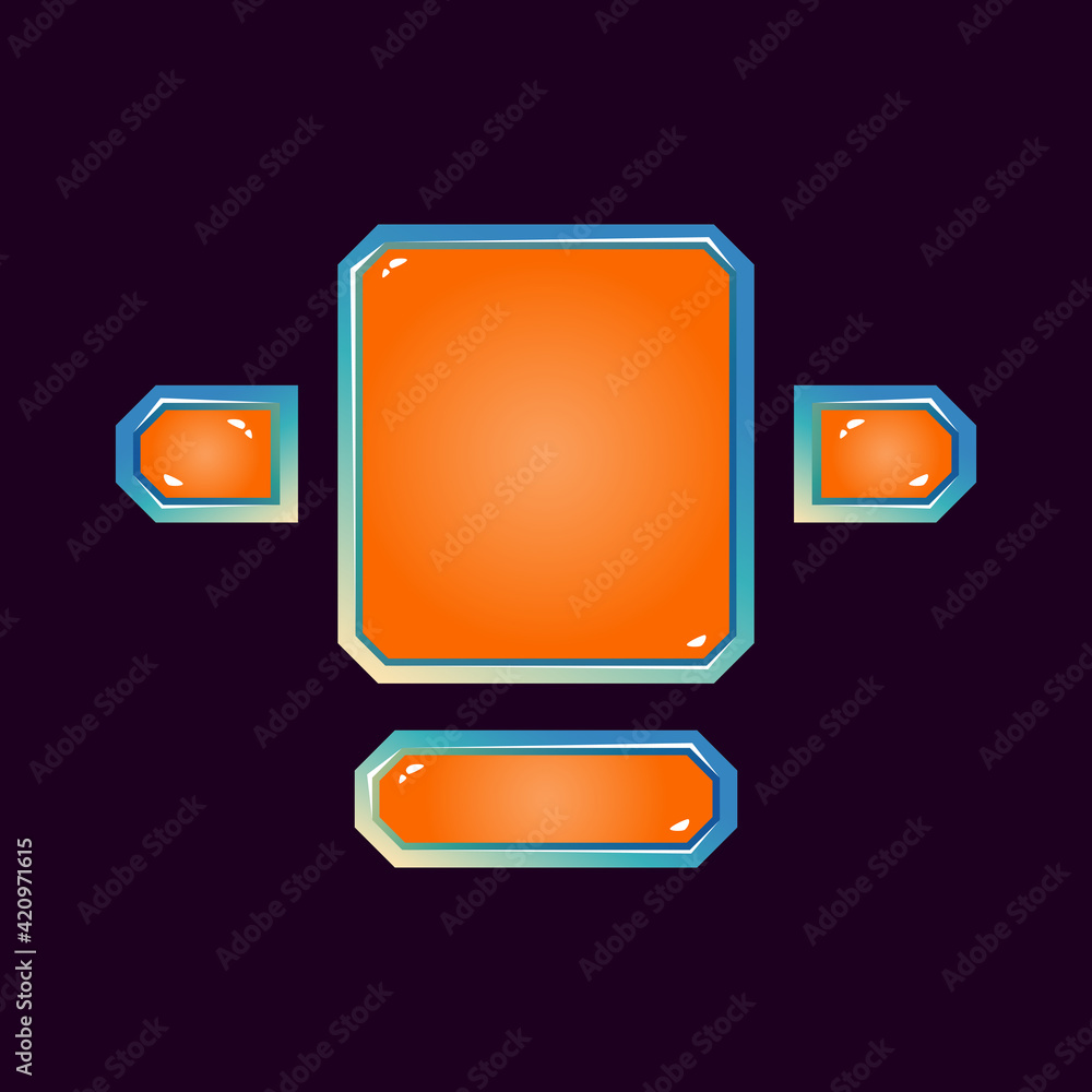 Poster set of fantasy space jelly game ui board pop up for gui asset elements vector illustration
