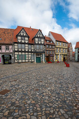 Deutschland, Sachsen-Anhalt, Quedlinburg, Klopstock-Haus und weitere Fachwerkhäuser am...