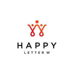 W happy people logo vector modern simple abstract sophisticated design concepts