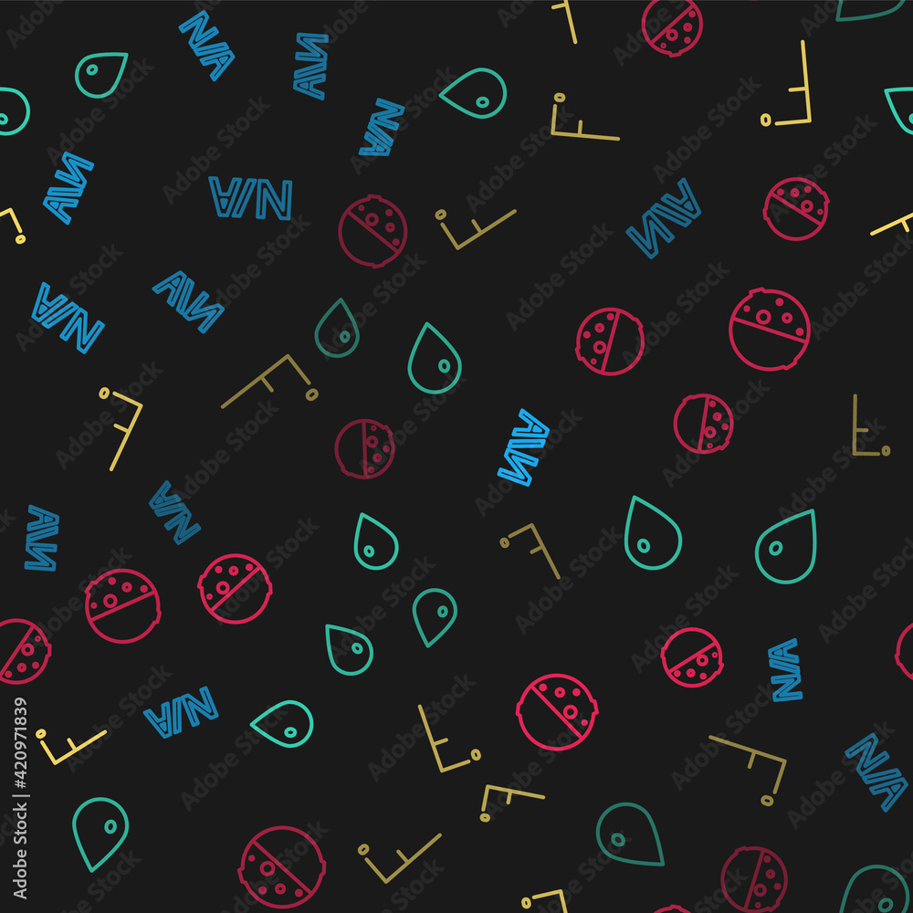 Poster set line not applicable, water drop, fahrenheit and eclipse of the sun on seamless pattern. vector