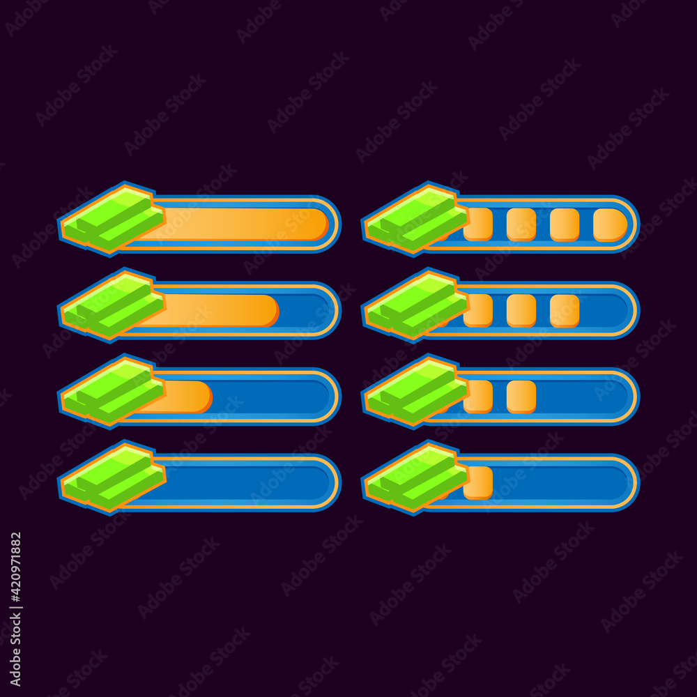 Aufkleber set of funny casual money progress bar for game ui asset elements vector illustration