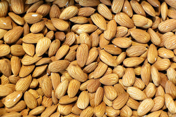 Almonds Background. Full Frame Shot Of Almonds For Sale In Market