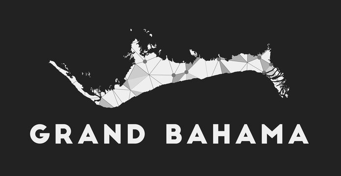 Grand Bahama - communication network map of island. Grand Bahama trendy geometric design on dark background. Technology, internet, network, telecommunication concept. Vector illustration.
