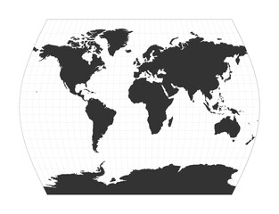 Map of The World. John Muir's Times projection. Globe with latitude and longitude net. World map on meridians and parallels background. Vector illustration.