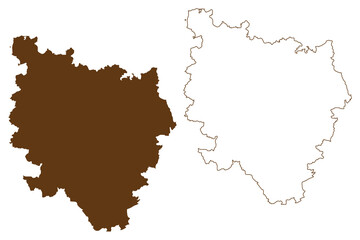 Reutlingen district (Federal Republic of Germany, rural district, Baden-Wurttemberg State) map vector illustration, scribble sketch Reutlingen map