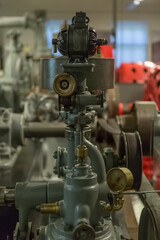 View of a classic 1934 industrial hydroelectric generator turbines and engines