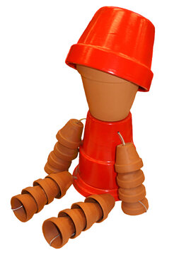 Man Made From Terracotta Flower Pots