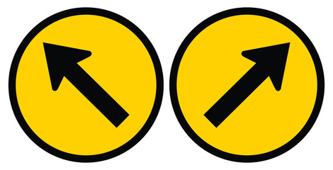 arrow up signs go to the left and right traffic on a road. symbol vector illustration. warning or caution sign. 