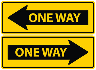 One way sign. left and right arrow on yellow background. symbol vector illustration