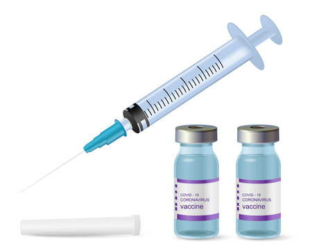 Syringes and vaccine bottles ready for use