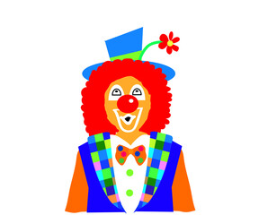 Cheerful bright clown on a white background. Cartoon. Vector illustration.