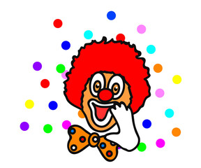 Fototapeta premium The clown speaks on a white background. Cartoon. Vector illustration.
