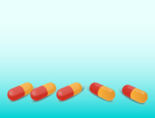 Capsules on a bright blue background