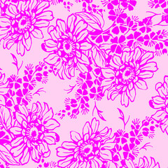 Fototapeta na wymiar Floral seamless pattern For textile, wallpapers, print, wrapping paper. Vector stock illustration.