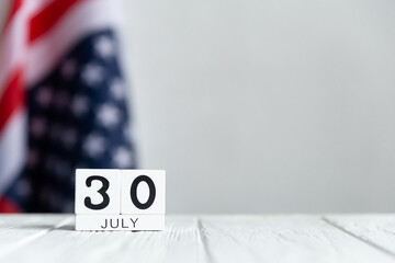 June 30 calendar on the US flag background