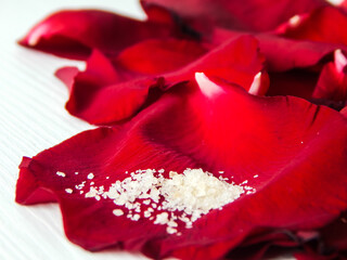 rose petals and cane sugar granules