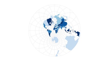 World Map. Stereographic. Loopable rotating map of the world. Appealing footage.