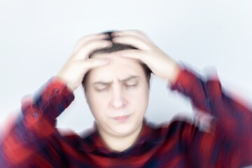Man loses consciousness and falls down due to dizziness and disturbance of the vestibular...
