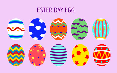 vector set of Easter egg day with colorful design in spring illustration 