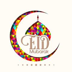 Eid Mubarak greeting card for the Muslim community festival celebration.