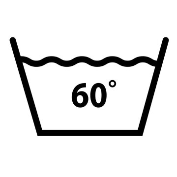 machine wash temperature 60 icon on white background. washing sign. flat style. wash at 60 degree symbol.