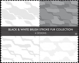 Black and White Brush Stroke Fur Seamless Pattern Collection