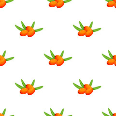 Seamless pattern of sea buckthorn. Natural organic sea buckthorn seamless pattern vector illustration bright seamless vector pattern with sea buckthorn. autumn is warm. Vector illustration