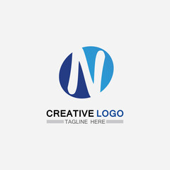 N logo font company logo business and letter initial N design vector and letter for logo