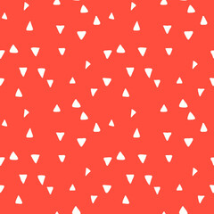 Playful Doodle Red and White Geometric Vector Seamless Pattern with Hand-Drawn Brush Triangles. Brush Marker Doodle Zig-Zag Triangles. Abstract Organic Geo Print Perfect for Fashion, Textiles