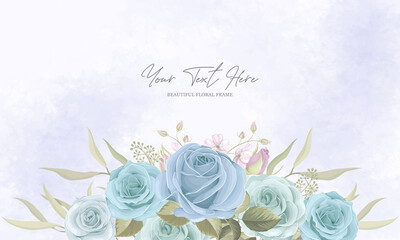 Beautiful flower frame with blue rose decoration