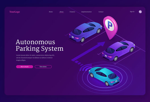 Autonomous parking system isometric landing page